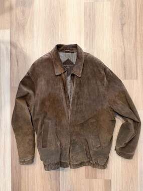 Vintage Roundtree & Yorke 2XLT Brown Genuine Suede Leather Bomber Jacket. Hailey